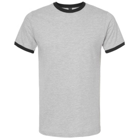 Tultex 246 Unisex Fine Jersey Ringer T-Shirt - Heather Grey/Black