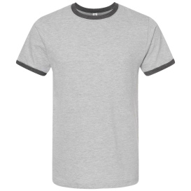 Tultex 246 Unisex Fine Jersey Ringer T-Shirt - Heather Grey/Heather Charcoal