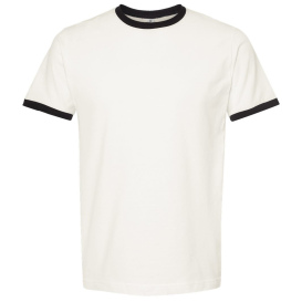 Tultex 246 Unisex Fine Jersey Ringer T-Shirt - Vintage White/Black