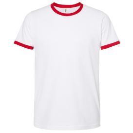 Tultex 246 Unisex Fine Jersey Ringer T-Shirt - White/Red