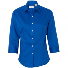 Van Heusen 13V0527 Women\'s Three-Quarter Sleeve Baby Twill Shirt - Royal Blue