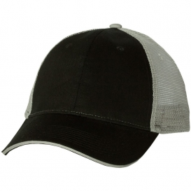 Valucap S102 Sandwich Trucker Cap - Black/Grey