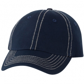 Valucap VC300A Adult Bio-Washed Classic Dad\'s Cap - Navy/Stone