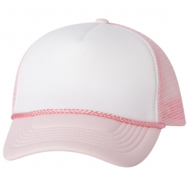 Valucap VC700 Foam Mesh-Back Trucker Cap - White/Pink