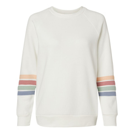 MV Sport W23152 Women\'s Striped Sleeves Crewneck Sweatshirt - Ivory 