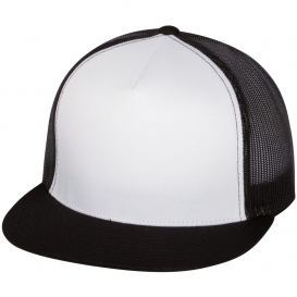 YP Classics 6006 Classics Flat Bill Trucker Cap - Black/White/Black