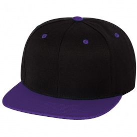 YP Classics 6089M Wool Blend Flat Bill Snapback Cap - Black/Purple
