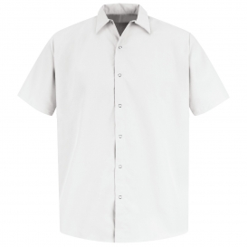 Red Kap SS26 Men\'s Specialized Pocketless Polyester Work Shirt - Short Sleeve - White