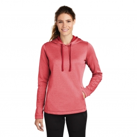 Sport-Tek LST264 Ladies PosiCharge Sport-Wick Heather Fleece Hooded Pullover - Deep Red Heather