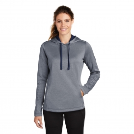 Sport-Tek LST264 Ladies PosiCharge Sport-Wick Heather Fleece Hooded Pullover - True Navy Heather