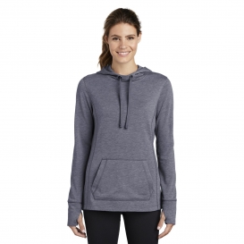 Sport-Tek LST296 Ladies PosiCharge Tri-Blend Wicking Fleece Hooded Pullover - True Navy Heather