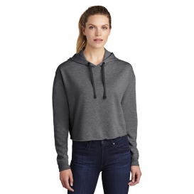 Sport-Tek LST298 Ladies PosiCharge Tri-Blend Wicking Fleece Crop Hooded Pullover - Dark Grey Heather