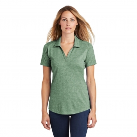 Sport-Tek LST405 Ladies PosiCharge Tri-Blend Wicking Polo - Forest Green Heather