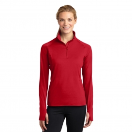 Sport-Tek LST850 Ladies Sport-Wick Stretch 1/2-Zip Pullover Sweatshirt - True Red