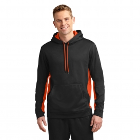 Sport-Tek ST235 Sport-Wick Fleece Colorblock Hooded Pullovers - Black/Deep Orange