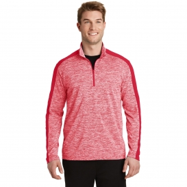 Sport-Tek ST397 PosiCharge Electric Heather Colorblock 1/4-Zip Pullover - Deep Red Electric/Deep Red