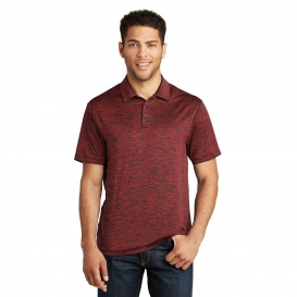 Sport-Tek ST590 PosiCharge Electric Heather Polo - Deep Red/Black Electric