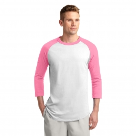 Sport-Tek T200 Colorblock Raglan Jersey - White/Bright Pink