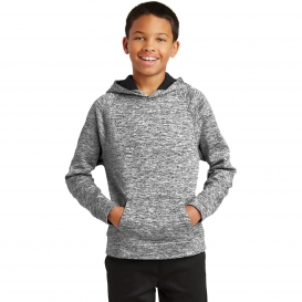 Sport-Tek YST225 Youth PosiCharge Electric Heather Fleece Hooded Pullover - Black Electric