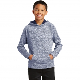 Sport-Tek YST225 Youth PosiCharge Electric Heather Fleece Hooded Pullover - True Navy Electric
