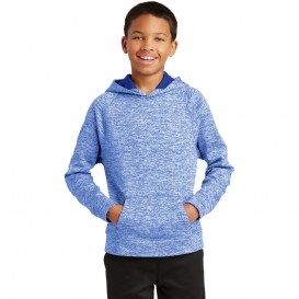 Sport-Tek YST225 Youth PosiCharge Electric Heather Fleece Hooded Pullover - True Royal Electric