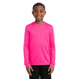 Sport-Tek YST350LS Youth Long Sleeve PosiCharge Competitor Tee - Neon Pink