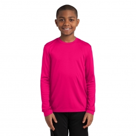 Sport-Tek YST350LS Youth Long Sleeve PosiCharge Competitor Tee - Pink Raspberry