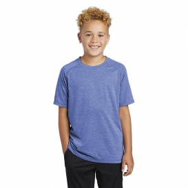 Sport-Tek YST400 Youth PosiCharge Tri-Blend Wicking Raglan Tee - True Royal Heather