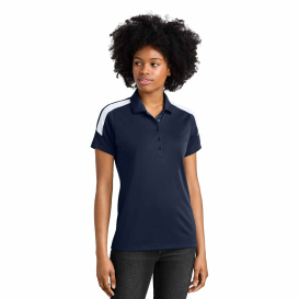 Sport-Tek LST104 Ladies Competitor United Polo - True Navy/White