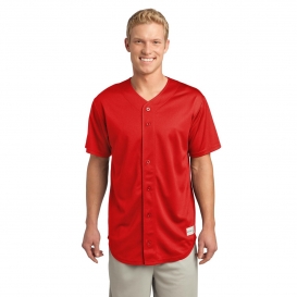 Sport-Tek ST220 PosiCharge Tough Mesh Full-Button Jersey T-Shirt - True Red