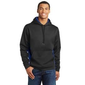 Sport-Tek ST239 Sport-Wick CamoHex Fleece Colorblock Hooded Pullover - Black/True Royal