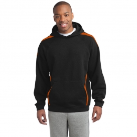 Sport-Tek ST265 Sleeve Stripe Pullover Hooded Sweatshirt - Black/Deep Orange