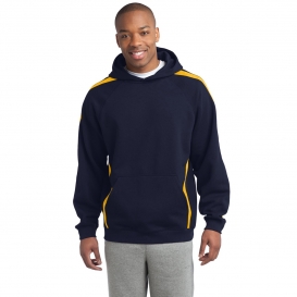 Sport-Tek ST265 Sleeve Stripe Pullover Hooded Sweatshirt - True Navy/Gold