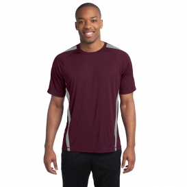 Sport-Tek ST351 Colorblock Competitor Tee - Maroon/Silver