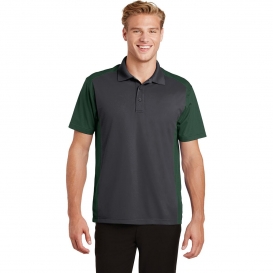 Sport-Tek ST652 Colorblock Micropique Sport-Wick Polo - Iron Grey/Forest Green