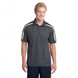 Sport-Tek ST658 Tricolor Shoulder Micropique Sport-Wick Polo - Iron Grey/Black/White