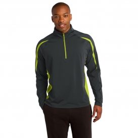 Sport-Tek ST851 Sport-Wick Stretch 1/2-Zip Colorblock Pullover - Charcoal Grey/Charge Green