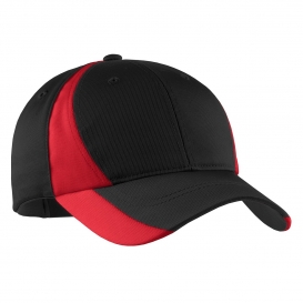 Sport-Tek STC11 Dry Zone Nylon Colorblock Cap - Black/True Red