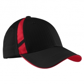 Sport-Tek STC12 Dry Zone Mesh Inset Cap - Black/True Red