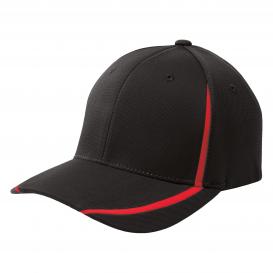 Sport-Tek STC16 Flexfit Performance Colorblock Cap - Black/True Red