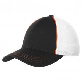 Sport-Tek STC29 Piped Mesh Back Cap - Orange/Black/White
