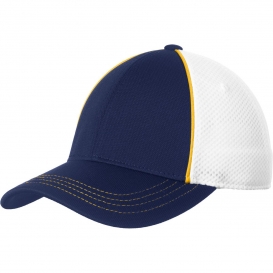 Sport-Tek STC29 Piped Mesh Back Cap - Gold/True Navy/White