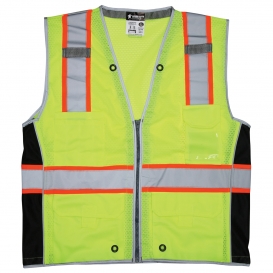 River City SURVCL2L Type R Class 2 Heavy Duty Mesh Surveyor Safety Vest - Yellow/Lime