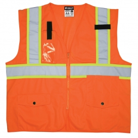 MCR Safety SURVCL2PO Heavy Duty Solid Surveyor Safety Vest - Orange