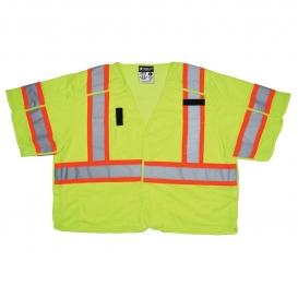 MCR Safety SURVCL3L Type R Class 3 Breakaway Surveyor Safety Vest - Yellow/Lime
