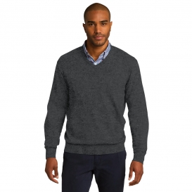 Port Authority SW285 V-Neck Sweater - Charcoal Heather