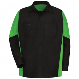 Red Kap SY10 Crew Shirt - Long Sleeve - Black/Lime