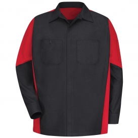 Red Kap SY10 Crew Shirt - Long Sleeve - Black/Red
