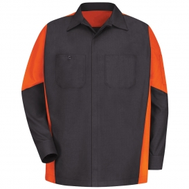 Red Kap SY10 Crew Shirt - Long Sleeve - Charcoal/Orange