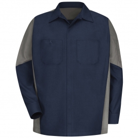 Red Kap SY10 Crew Shirt - Long Sleeve - Navy/Gray